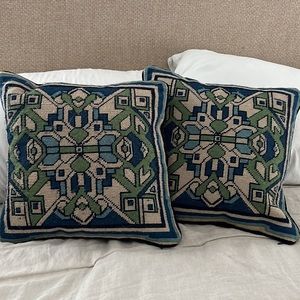 Tory Burch Blue and Green Accent Pillows